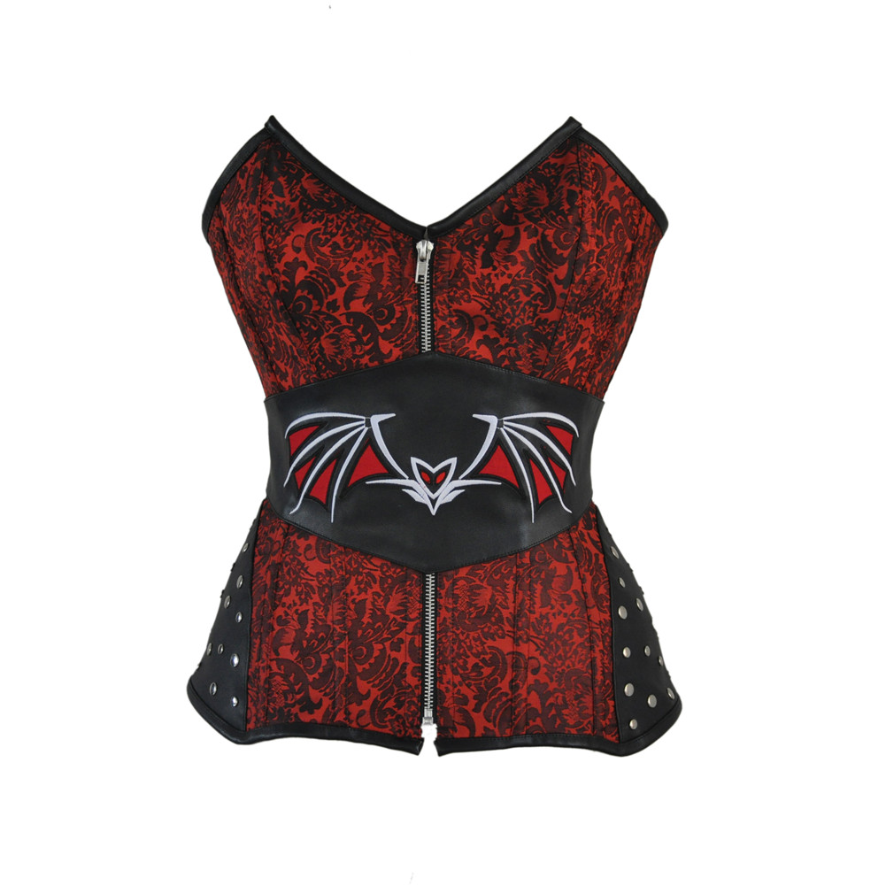 21651# Black/Red Gothic Armor Corset Bustier Leather Strappy Halter  Tops-Steampunk Corsets & Bustiers Guangzhou Lingerie Manufacturer Wholesaler